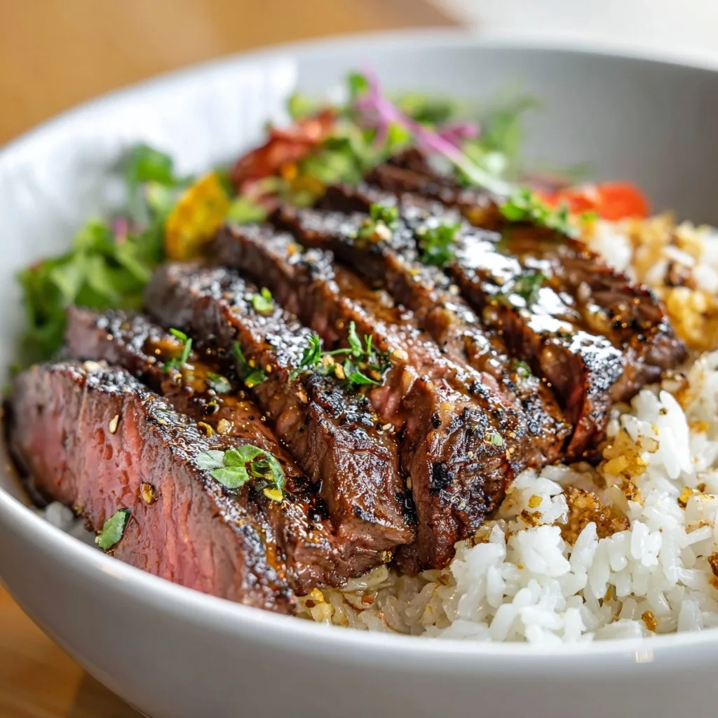 Steak and Rice Power Bowl with Fresh Vegetables